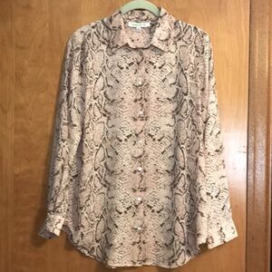 Snakeskin Print Button-Up Blouse